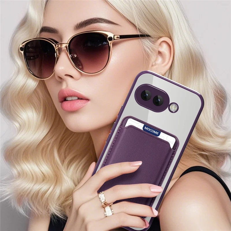 Fodral för Google Pixel 9a Kompatibel med MagSafe TPU + PC mobilskal med kortficka - Lila