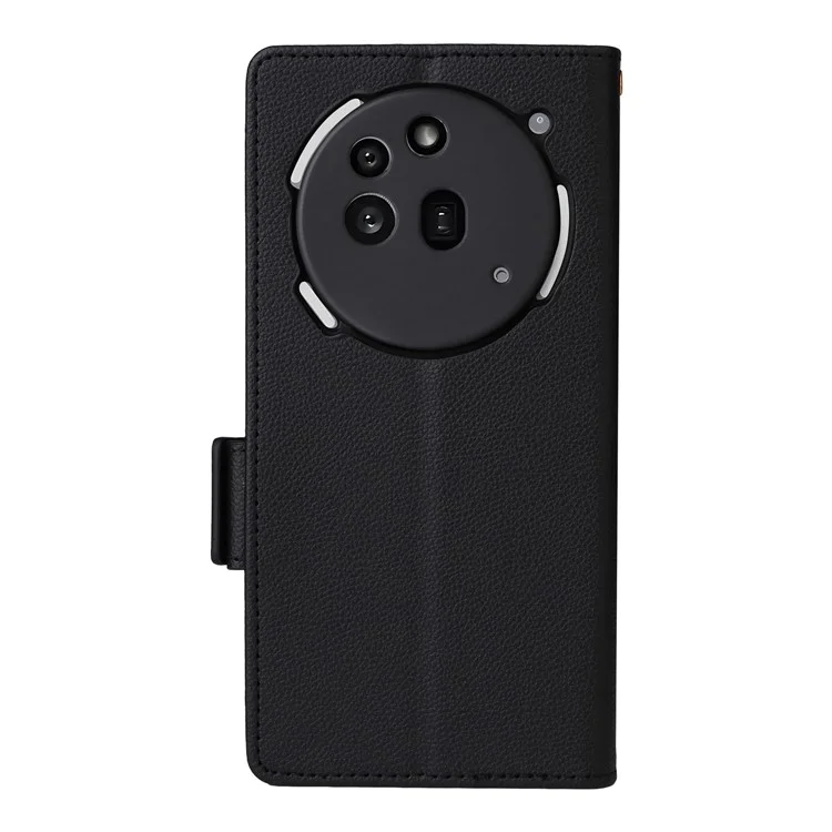 Funda tipo cartera con tapa para Nothing Phone (3a) Pro, textura de cuero tipo piel de lichi - Negro