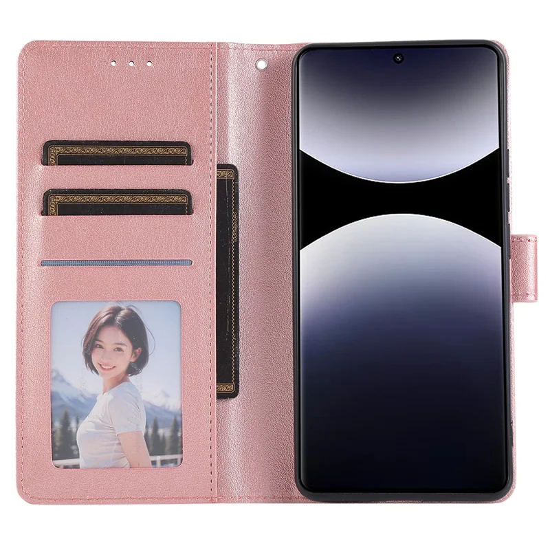 Phone Case For Xiaomi Redmi Note 14 Pro 5G / Note 14 Pro+ 5G / Poco X7 5G Wallet Stand View PU Leather Cover - Rose Gold