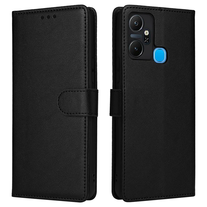 Für Infinix Smart 6 Plus (Indien) 4G Hülle Brieftasche Ständer Blickschutz PU-Leder Handyhülle - Schwarz