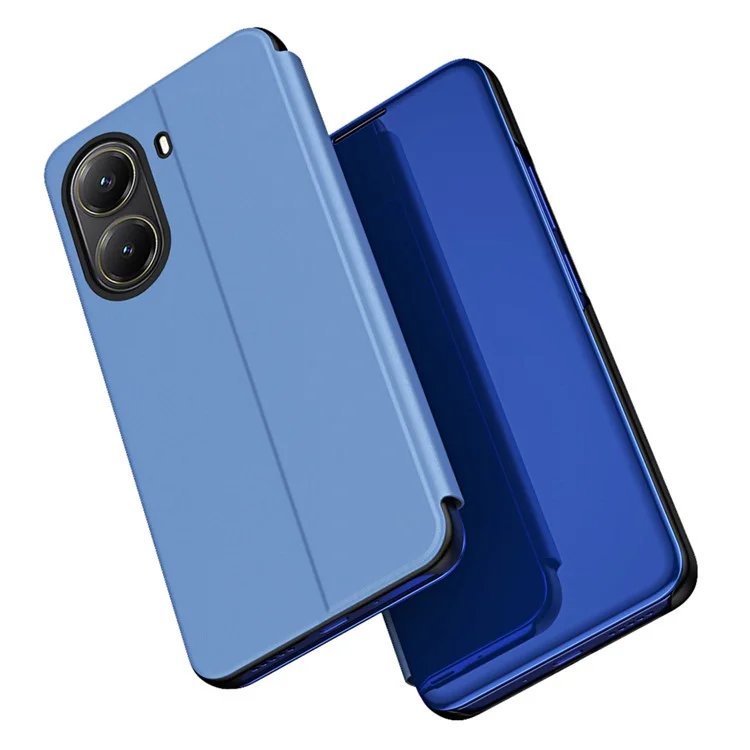 Para Xiaomi Poco X7 Pro 5G / Redmi Turbo 4 5G Capa Vista Janela Suporte Couro Flip Phone - Azul Céu