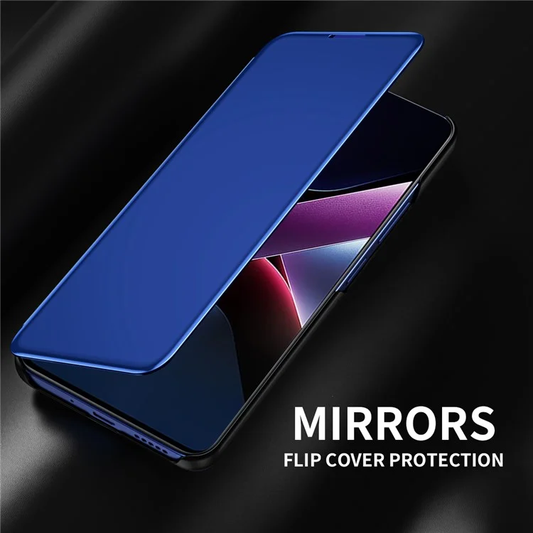 Para Xiaomi Poco X7 Pro 5G / Redmi Turbo 4 5G Capa Vista Janela Suporte Couro Flip Phone - Azul Céu