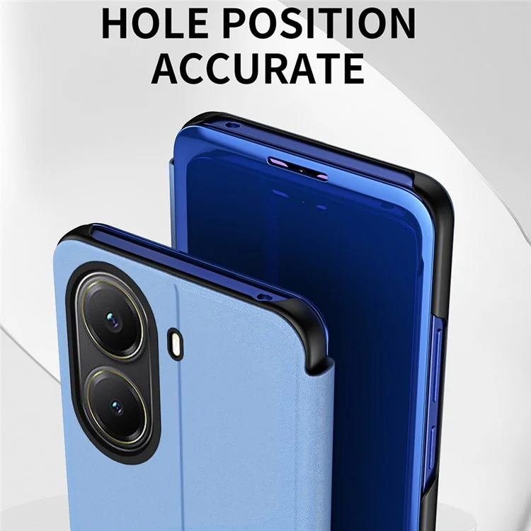 Para Xiaomi Poco X7 Pro 5G / Redmi Turbo 4 5G Capa Vista Janela Suporte Couro Flip Phone - Azul Céu