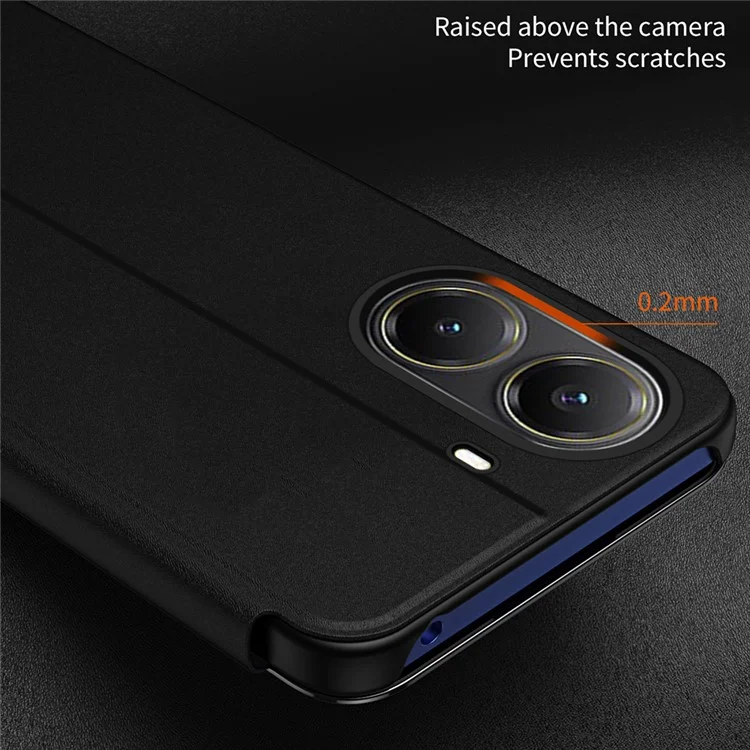 Para Xiaomi Poco X7 Pro 5G / Redmi Turbo 4 5G Capa Vista Janela Suporte Couro Flip Phone - Azul Céu