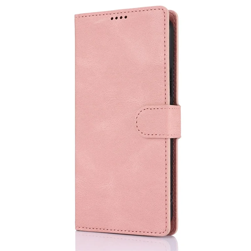 For Samsung Galaxy S25 Edge Case PU Leather Phone Cover with Wallet Stand - Pink