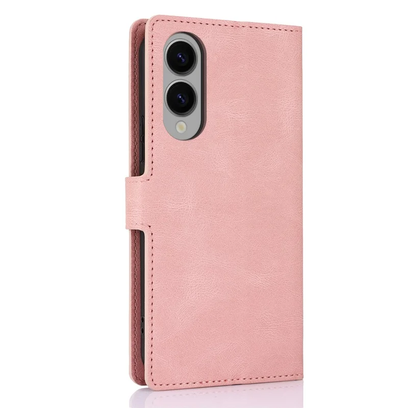 For Samsung Galaxy S25 Edge Case PU Leather Phone Cover with Wallet Stand - Pink