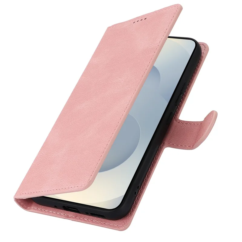 For Samsung Galaxy S25 Edge Case PU Leather Phone Cover with Wallet Stand - Pink