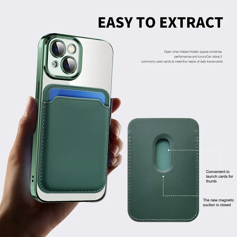 For iPhone 15 Case Compatible with MagSafe TPU + PC Mobile Cover with Card Bag - Blackish Green