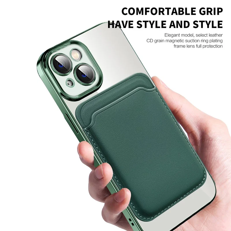 For iPhone 15 Plus Case Compatible with MagSafe TPU + PC Mobile Cover with Card Bag - Sapphire