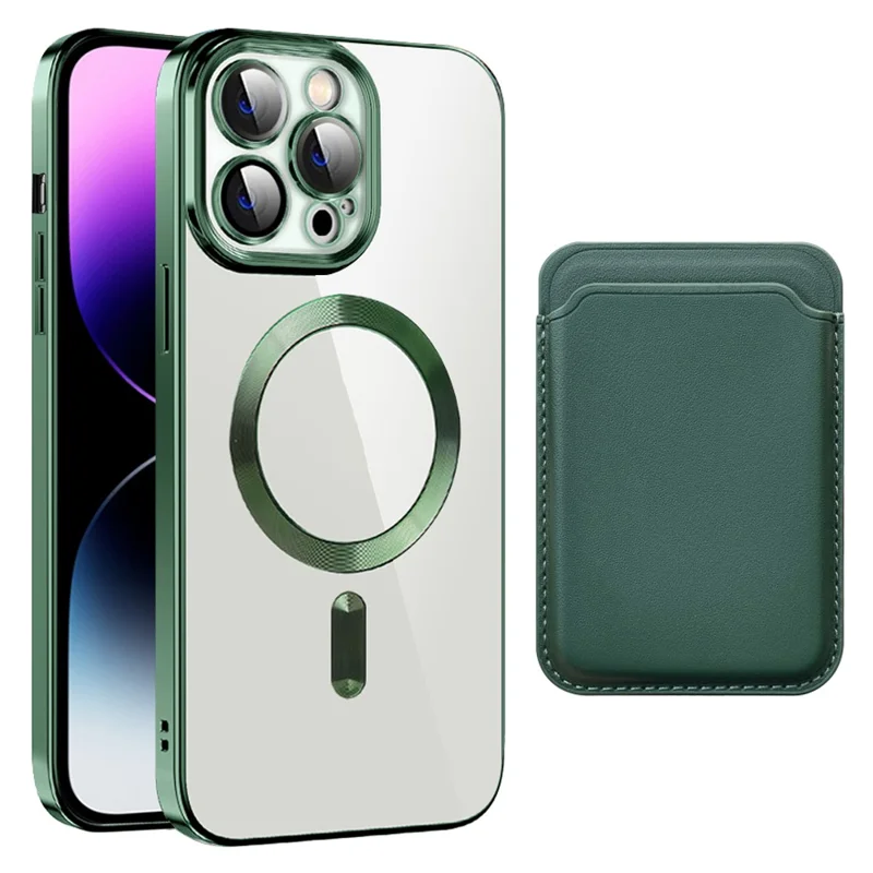 Für iPhone 15 Pro Hülle, kompatibel mit MagSafe, TPU + PC Handyhülle mit Kartenfach - Schwarzgrün