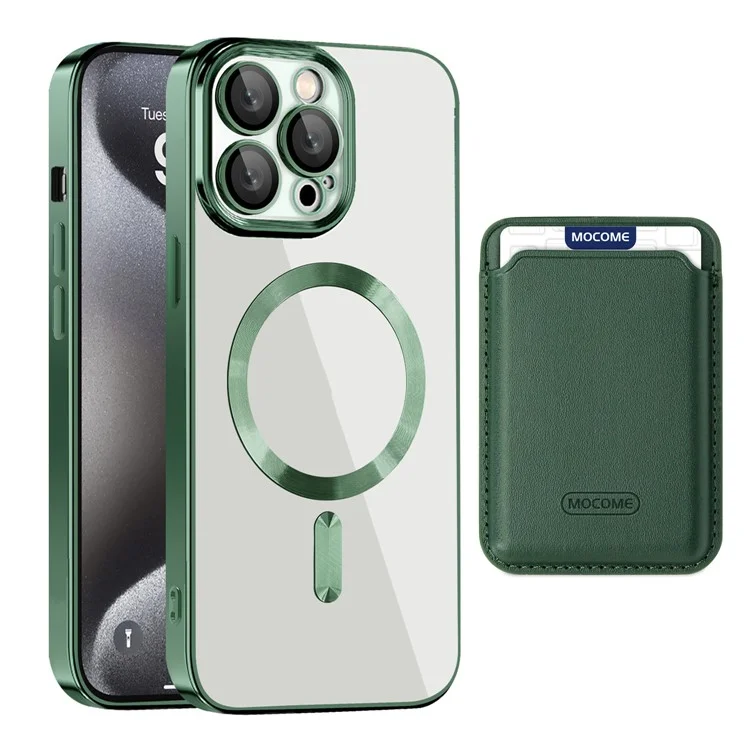 Cover per iPhone 15 Pro Max Compatibile con MagSafe TPU + PC con Porta Carte - Verde Scuro