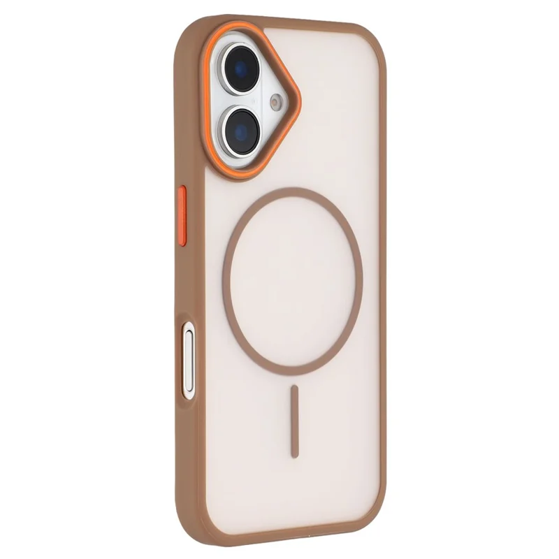 For iPhone 16 Plus Magnetic Case Skin Touch TPU + PC Phone Back Cover - Brown