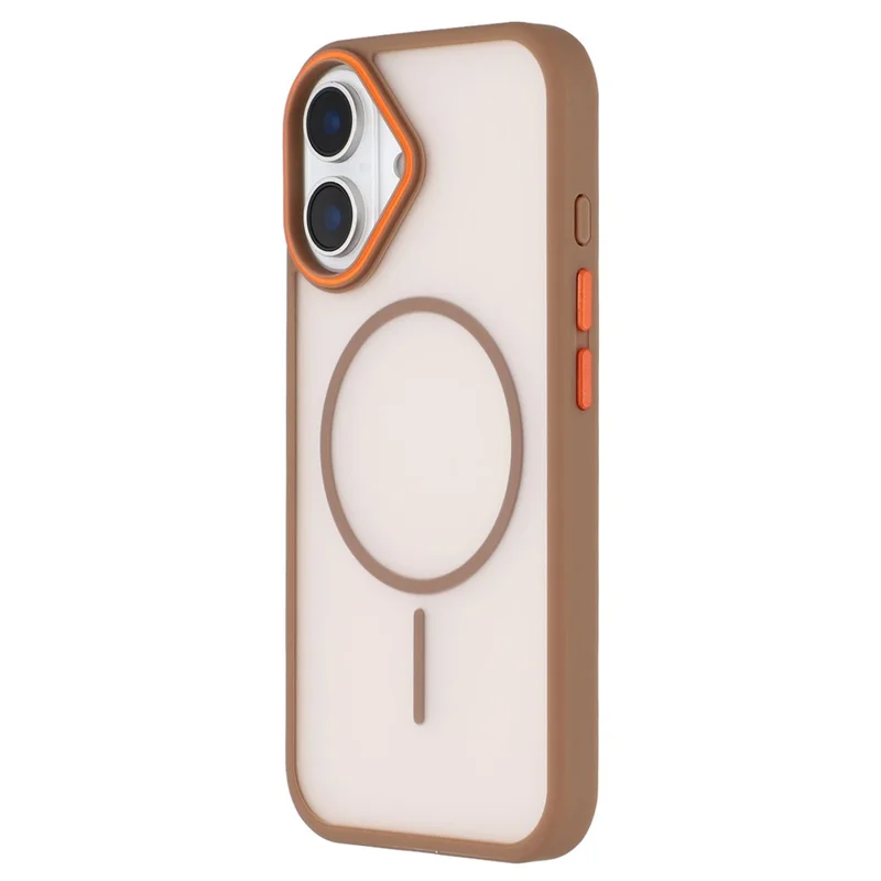 For iPhone 16 Plus Magnetic Case Skin Touch TPU + PC Phone Back Cover - Brown