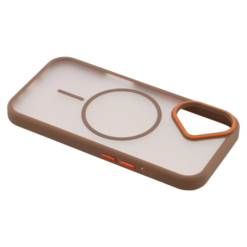 For iPhone 16 Plus Magnetic Case Skin Touch TPU + PC Phone Back Cover - Brown