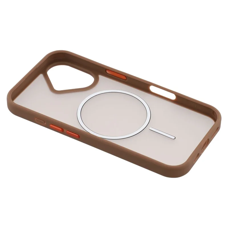 For iPhone 16 Plus Magnetic Case Skin Touch TPU + PC Phone Back Cover - Brown