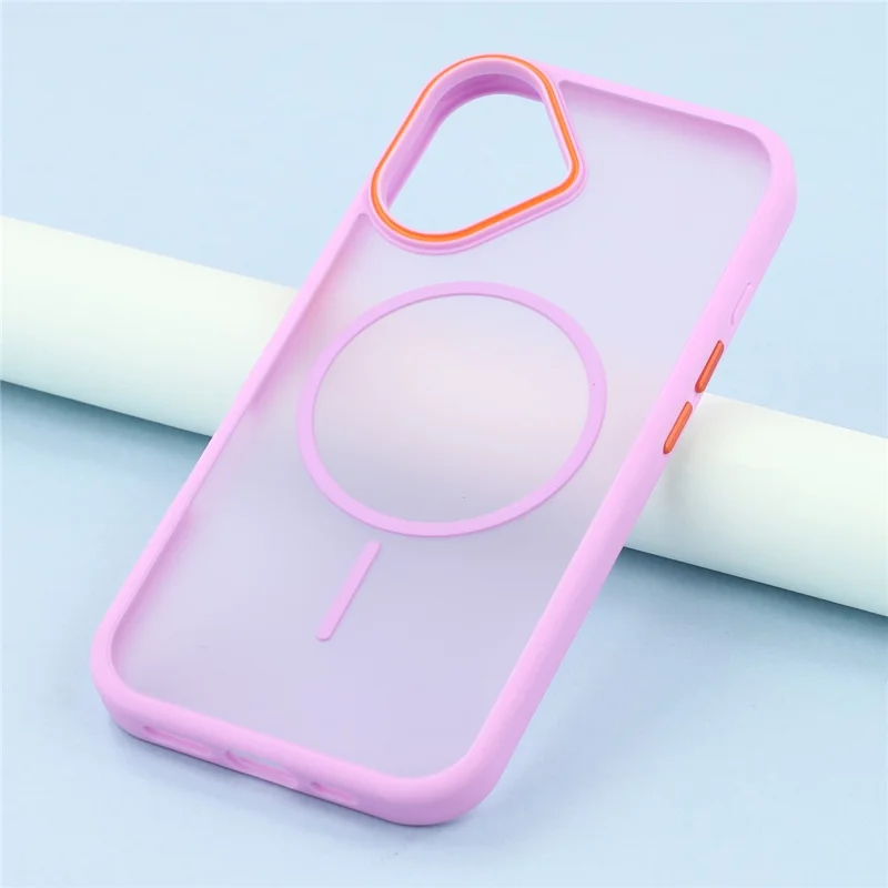 For iPhone 16 Plus Magnetic Case Skin Touch TPU + PC Phone Back Cover - Purple