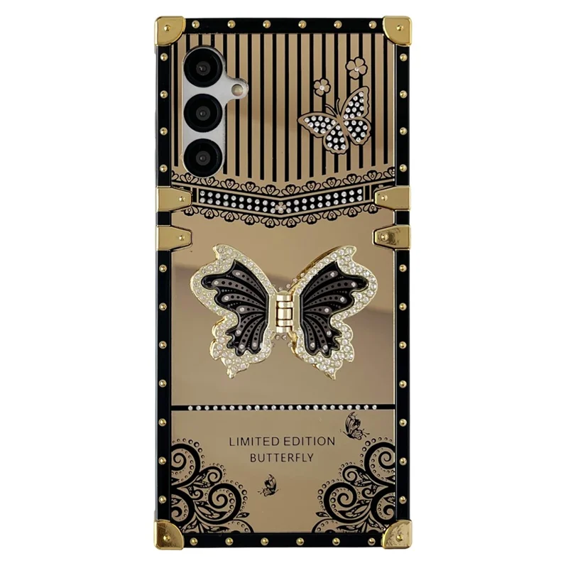 Telefoonhoesje voor Samsung Galaxy A16 5G / A16 4G met geëlokteerde TPU + PC-bekleding en vlindervormige standaard - Zwart