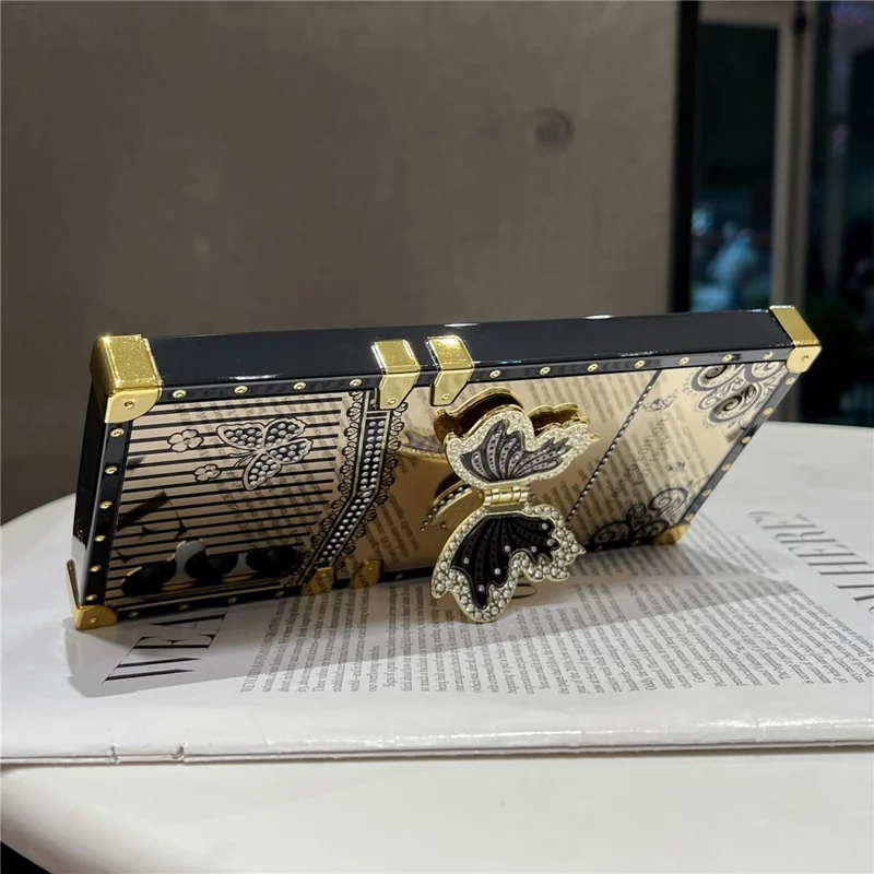 Telefoonhoesje voor Samsung Galaxy A16 5G / A16 4G met geëlokteerde TPU + PC-bekleding en vlindervormige standaard - Zwart