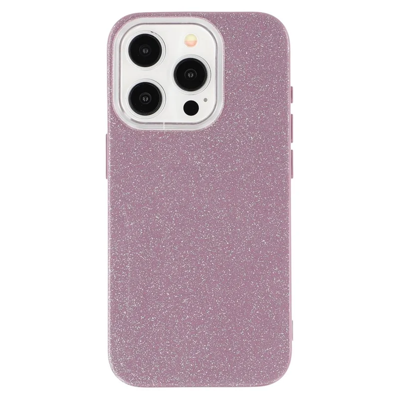 For iPhone 15 Pro Case IMD Glitter TPU Phone Cover Large Camera Cutout - Purple