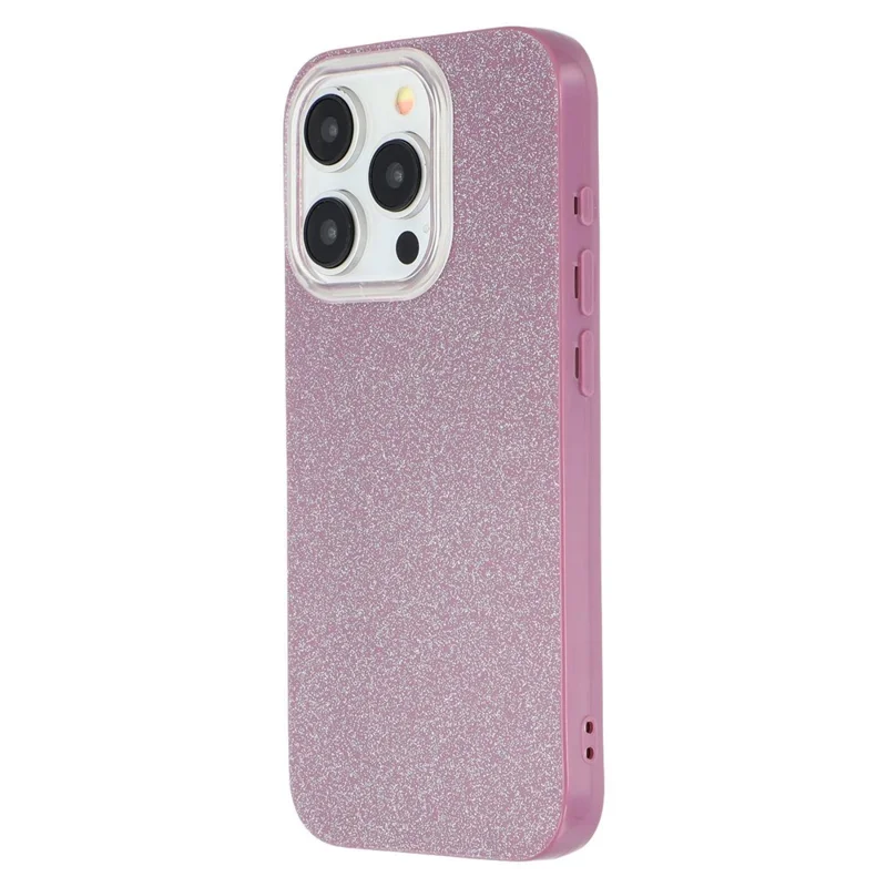 For iPhone 15 Pro Case IMD Glitter TPU Phone Cover Large Camera Cutout - Purple