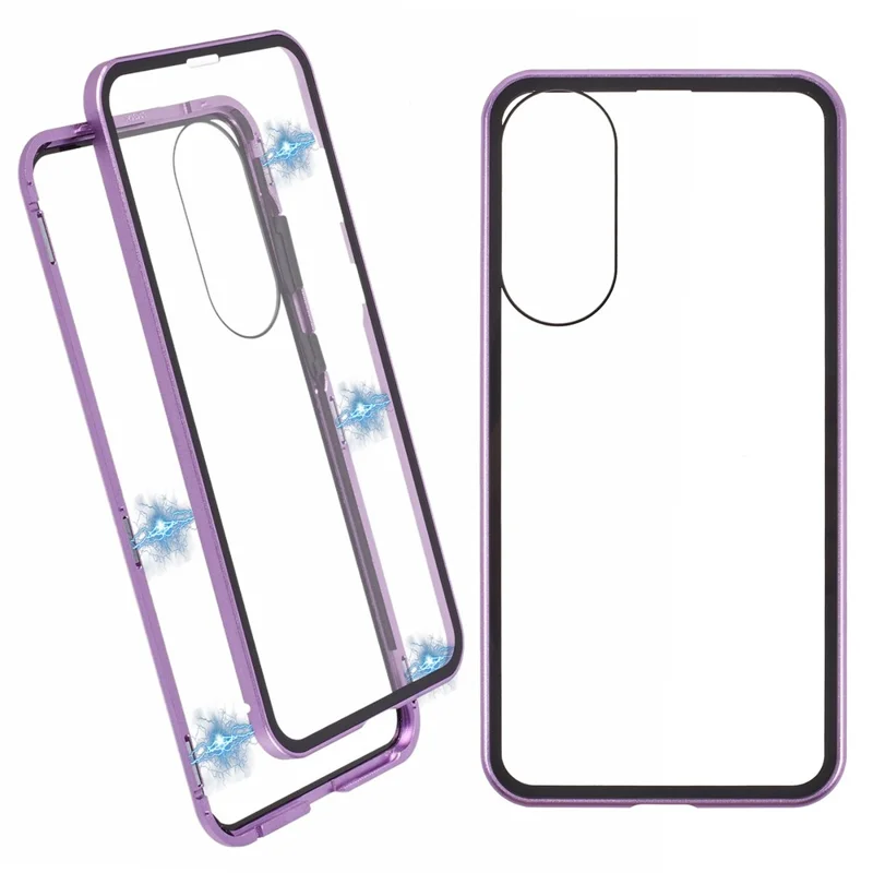 For Samsung Galaxy S25 Edge Full Body Case Magnetic Tempered Glass Double-Sided Phone Case - Purple