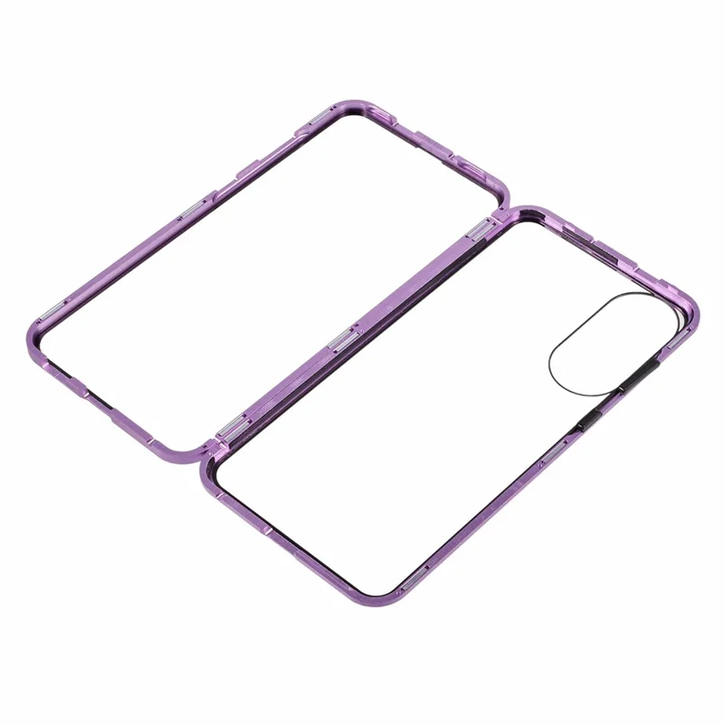 For Samsung Galaxy S25 Edge Full Body Case Magnetic Tempered Glass Double-Sided Phone Case - Purple