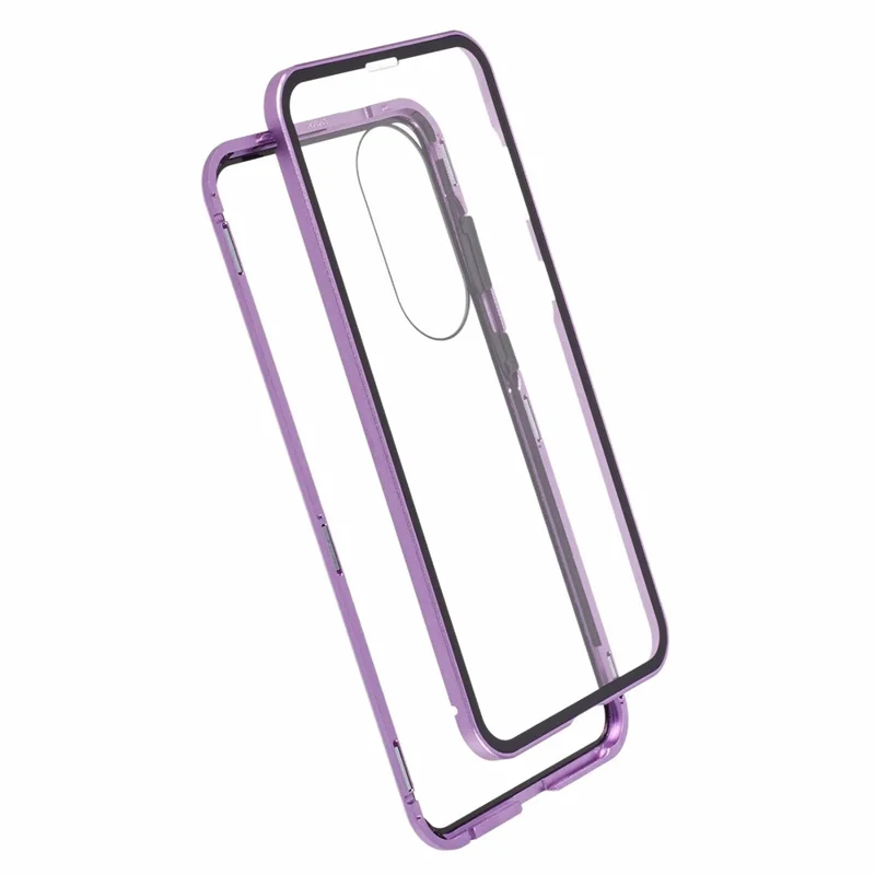 For Samsung Galaxy S25 Edge Full Body Case Magnetic Tempered Glass Double-Sided Phone Case - Purple
