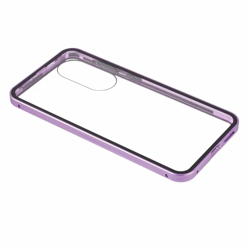 For Samsung Galaxy S25 Edge Full Body Case Magnetic Tempered Glass Double-Sided Phone Case - Purple