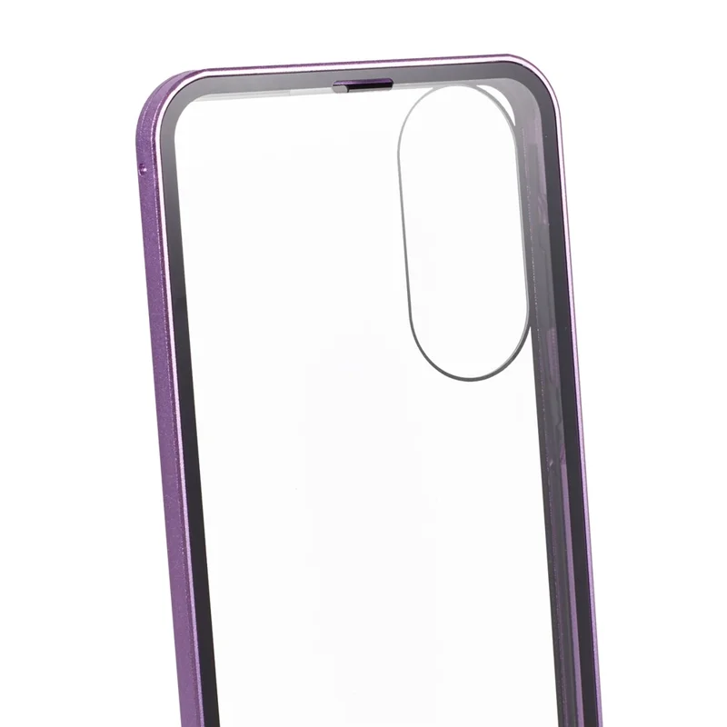 For Samsung Galaxy S25 Edge Full Body Case Magnetic Tempered Glass Double-Sided Phone Case - Purple
