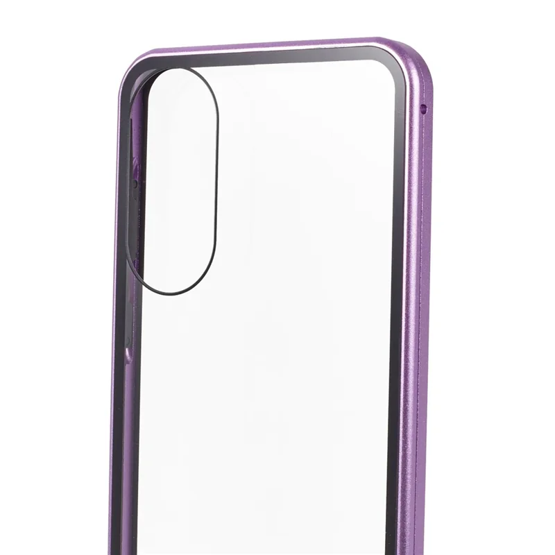 For Samsung Galaxy S25 Edge Full Body Case Magnetic Tempered Glass Double-Sided Phone Case - Purple
