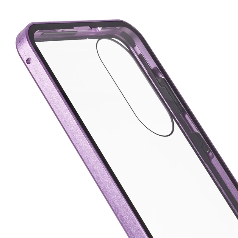 For Samsung Galaxy S25 Edge Full Body Case Magnetic Tempered Glass Double-Sided Phone Case - Purple