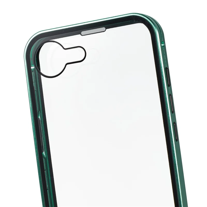 For iPhone 17e / 16e Full Body Case Magnetic Tempered Glass Double-Sided Phone Case - Green
