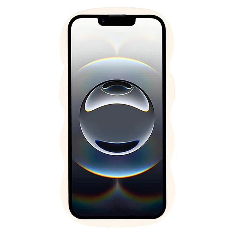 For iPhone 16e Case TPU Protective Phone Cover Unique Curly Wave Frame - White
