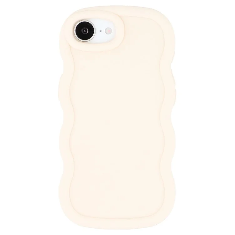 For iPhone 16e Case TPU Protective Phone Cover Unique Curly Wave Frame - White
