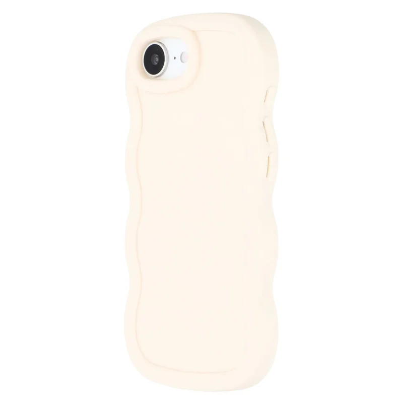 For iPhone 16e Case TPU Protective Phone Cover Unique Curly Wave Frame - White