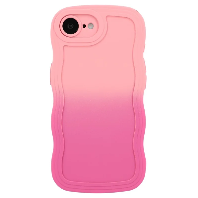 For iPhone 16e Case Gradient Color Rubberized TPU Phone Cover - Pink + Rose