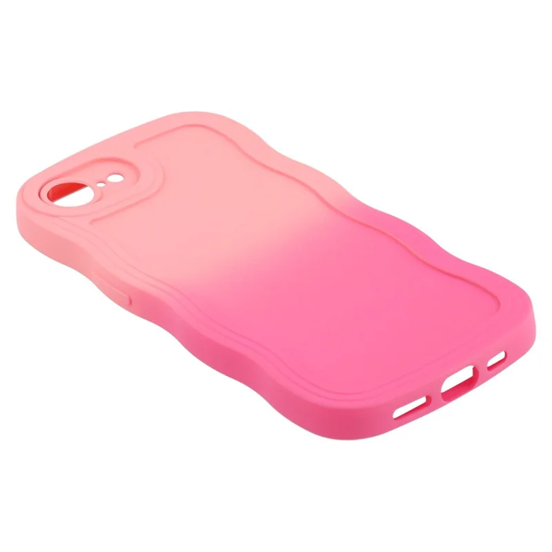 For iPhone 16e Case Gradient Color Rubberized TPU Phone Cover - Pink + Rose