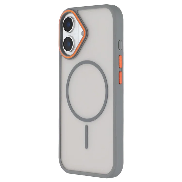 Cover posteriore per iPhone 16 con custodia magnetica, skin touch in TPU + PC - Grigio