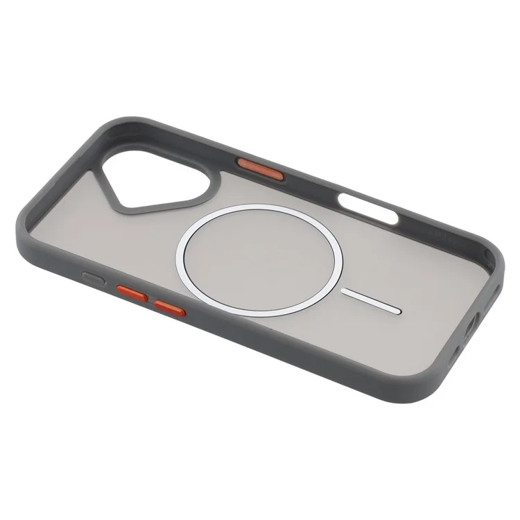 Cover posteriore per iPhone 16 con custodia magnetica, skin touch in TPU + PC - Grigio