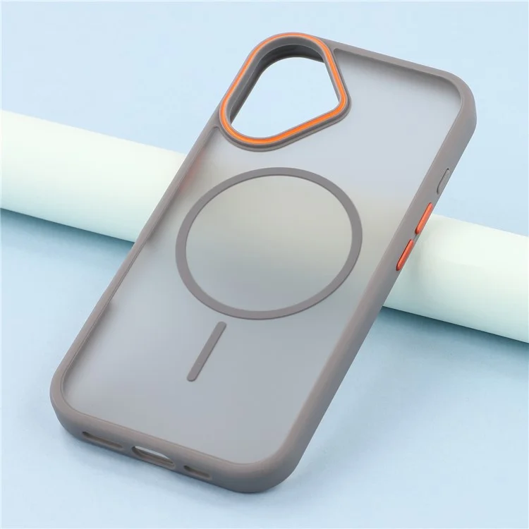 Cover posteriore per iPhone 16 con custodia magnetica, skin touch in TPU + PC - Grigio