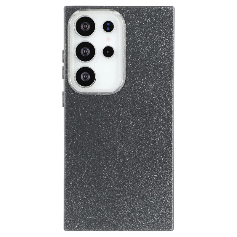 For Samsung Galaxy S25 Ultra Case IMD Glitter TPU Phone Cover Large Camera Cutout - Black