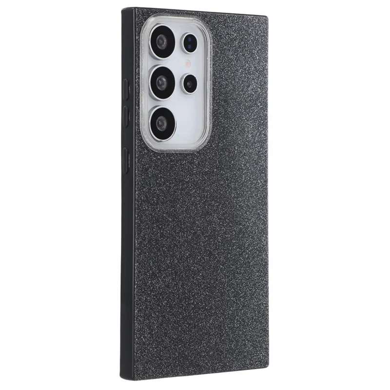 For Samsung Galaxy S23 Ultra Case IMD Glitter TPU Phone Cover Large Camera Cutout - Black