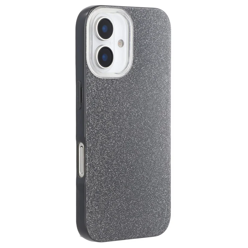 For iPhone 16 Plus Case IMD Glitter TPU Phone Cover Large Camera Cutout - Black