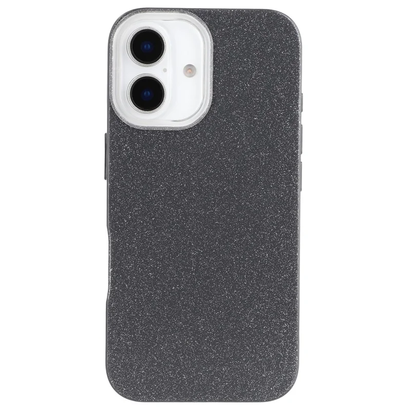 For iPhone 16 Plus Case IMD Glitter TPU Phone Cover Large Camera Cutout - Black