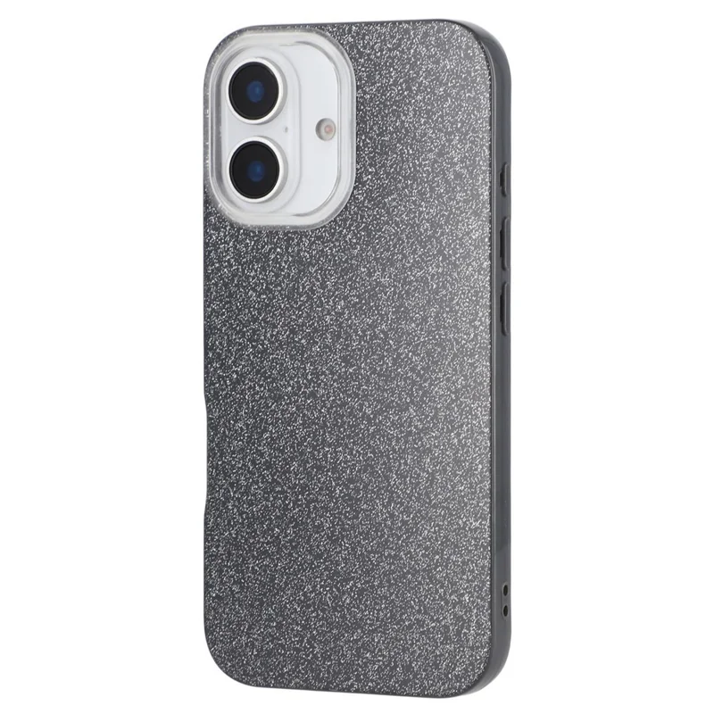 For iPhone 16 Plus Case IMD Glitter TPU Phone Cover Large Camera Cutout - Black