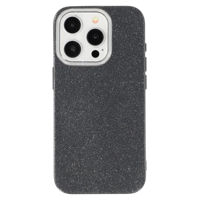 For iPhone 15 Pro Max Case IMD Glitter TPU Phone Cover Large Camera Cutout - Black