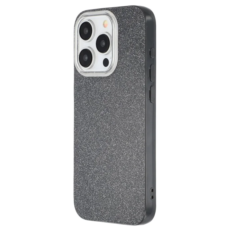 For iPhone 15 Pro Max Case IMD Glitter TPU Phone Cover Large Camera Cutout - Black