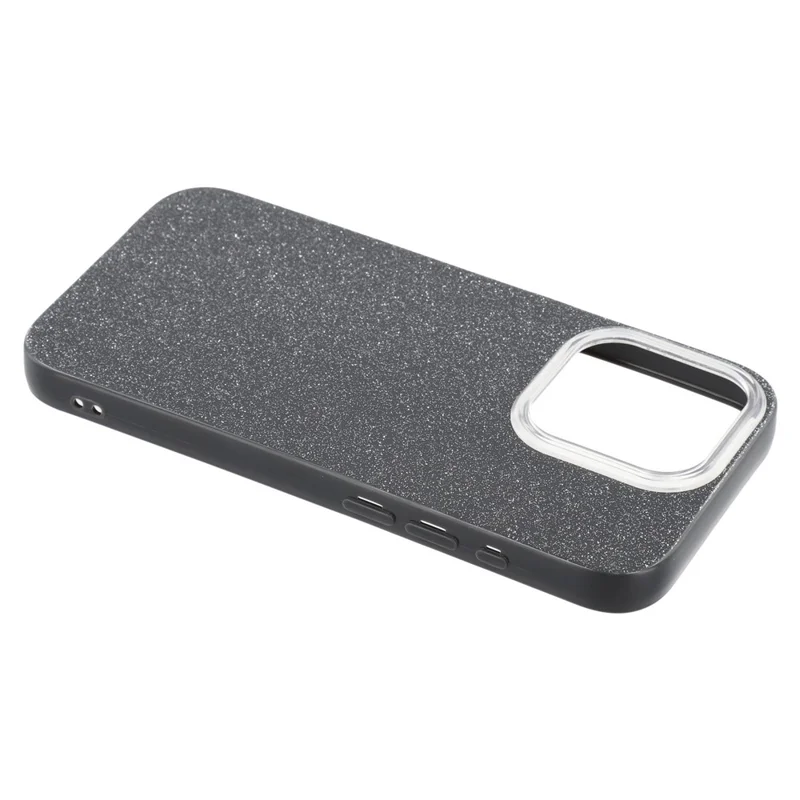 For iPhone 15 Pro Max Case IMD Glitter TPU Phone Cover Large Camera Cutout - Black