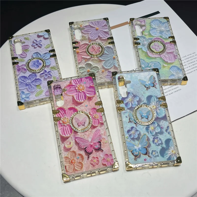 For Samsung Galaxy A16 5G / A16 4G Case Stylish Flower Butterfly Pattern Ring Kickstand TPU + PC Phone Cover - Pink