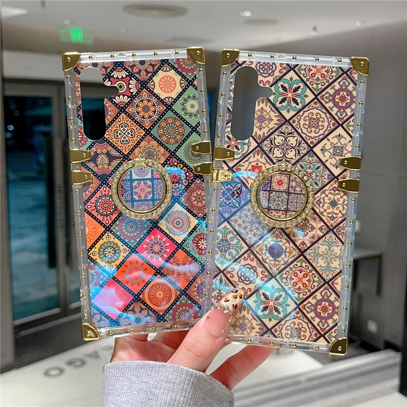 Voor Samsung Galaxy A16 5G / A16 4G hoesje etnisch stijlpatroon galvaniseren TPU + PC telefoonhoesje met standaard - 4#